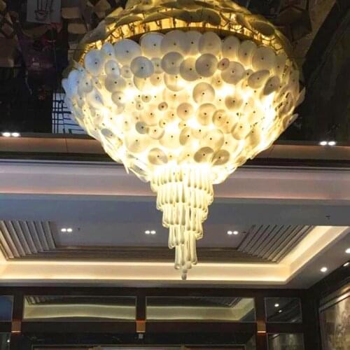 Lotus Leaf Hotel Lobby Sales Department Sand Table Large Chandelier Villa Club Hall Project Crystal Light Customization