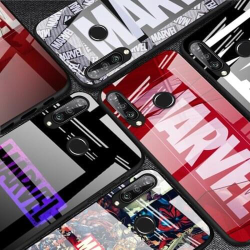 Tempered Glass Cover Marvel Avengers Logo For Huawei P40 P30 P20 P10 Pro Plus Lite 5G 2019 Phone Case Capa