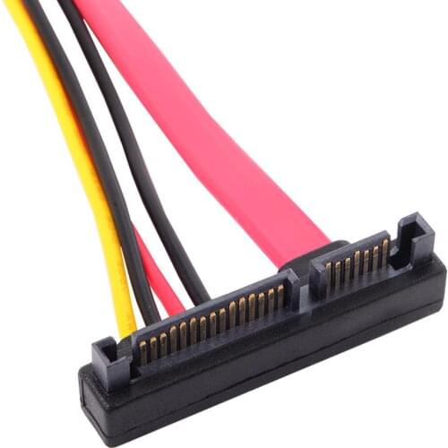 Chenyang SATA III 3.0 7+15 22 Pin SATA Male Up Angled to Female Data Power Extension Cable 30cm