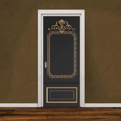Black Gold High-Quality Texture Pattern Border Home Decoration Door Stickers Bedroom Living Room Door Decals Self-Adhesive