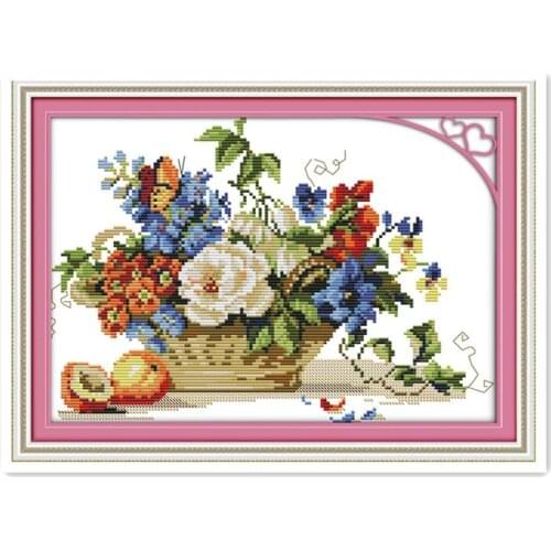 Modern minimalist small fruit basket plant flower series diy sewing embroidery accessories decorative cross stitch painting