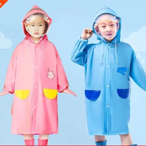 2PCS Childrens raincoat with schoolbag girl boy childrens raincoat childrens kindergarten raincoat pupils' portable raincoat