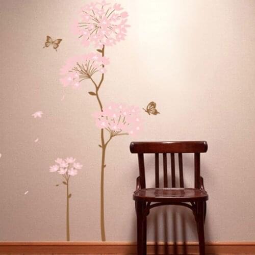 DIY Romantic Pink Flower Living Room Bathroom Decoration Wall Stickers Home Decor Decals Poster