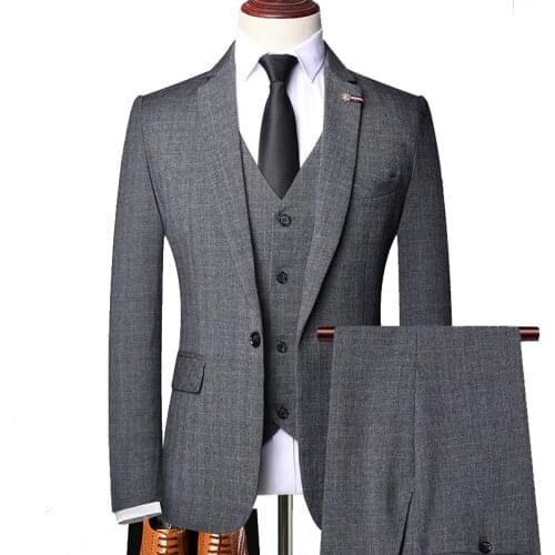 Men Suits Business Work Formal Casual Office Party Prom Banquet Wedding Groom Suit Slim Daily Life Gray Brown Single Breasted