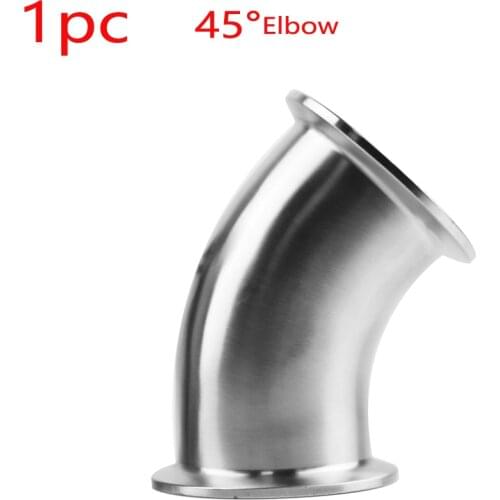 1.5 Inch 51mm 2 Inch Pipe 304 Stainless Steel 45 degree Sanitary Elbow Pipe Fitting 64mm + 2 Inch 51mm Tri Clamp Ferrule 64mm