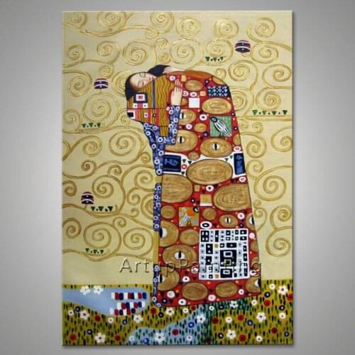 Gustav Klimt Oil painting on Canvas Hand painted The Kiss Paintings For Living Room Wall Art Canvas hand painted decoration art