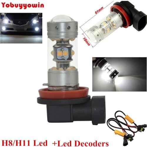 2Pcs No error H11 H8 140W 1200lms LED Fog Daytime Running Light Bulb/DRL+Led Decoder Canbus for Mazda 3 Axela 2014-2015 And Kia