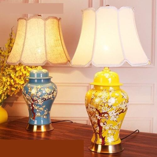 Chinese Style Lamp American Classical Living Room Bedroom Bedside Hotel Model Room Flower And Bird porcelain ceramic table lamp