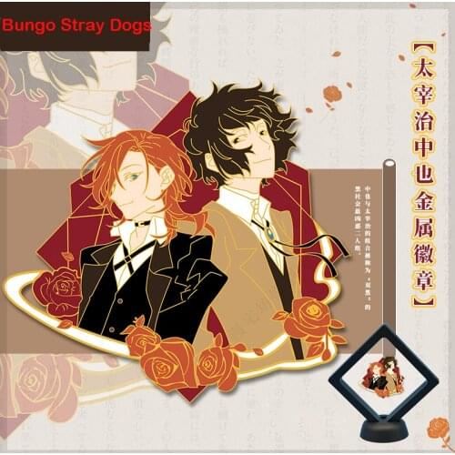 Metal Badge Bungo Bungou Stray Dogs Dazai Osamu Nakahara Chuya Button Anime Brooch Pins Bedge Collection Medal Souvenir Cosplay