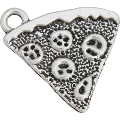 RAINXTAR Fashion Vintage Alloy Pizza Food Charms Kids Jewelry Gifts 20pcs 17*19mm AAC1904