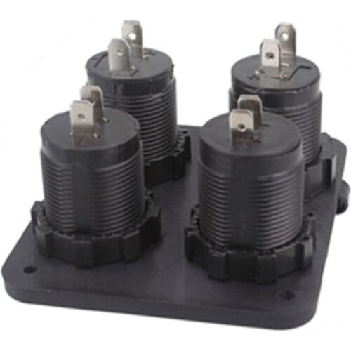 Marine Car Truck Dual USB Ports + Voltmeter +12V Power Socket 4 Hole Panel