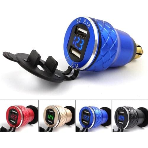 Motorcycle car usb mobile phone charge phone GPS modified charging head 4.2A with voltage display