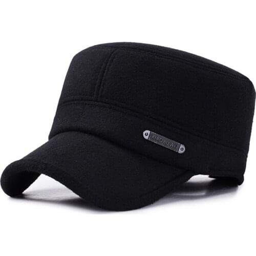 Men Winter hat mens duck hat Visors winter earmuffs plus velvet warm flat top hat cotton cap