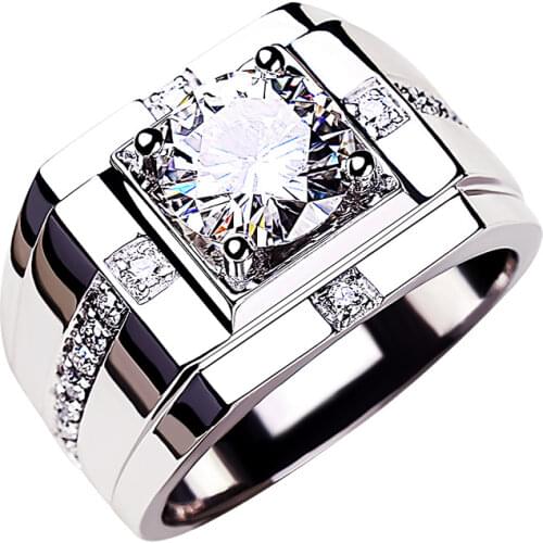 Real S925 Sterling Silver Mens Ring Rose Gold Trendy Luxury Wedding Exquisite Engagement Party Elegant Diamond Fine Jewelry Gift