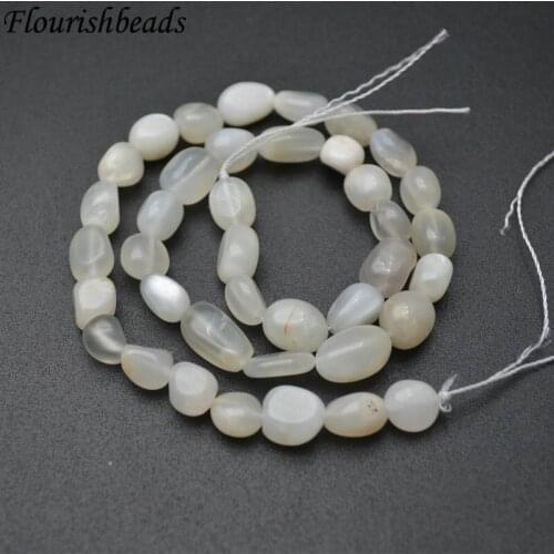8~10mm Natural Gray Moonstone Smooth Stone Oval Shape Nugget Loose Beads Jewelry Making Supplies 1 Strand