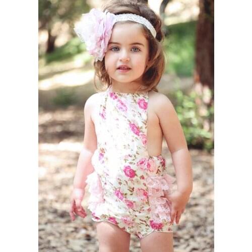 New Children Summer Swimwear Halter Baby Girls Romper Satin Lace Suspender Skirt Flower Cute Lolita Style Clothing For Baby Girl