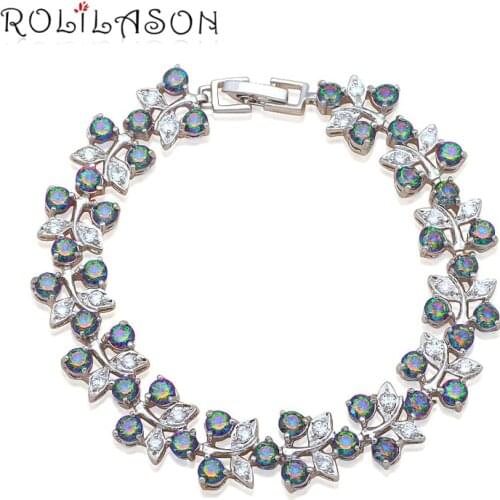 Distinctive Multicolor Zircon New Arrival Silver Charm Bracelets Wholesale & Retail Fashion Jewelry for Women TB920