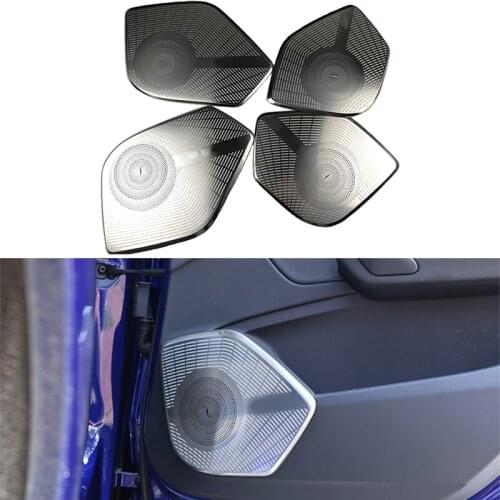Fit for AUDI NEW Q5 2018 2019 stainless steel door horn cover matte silver chrome molding trim 4pcs Black titanium horn cover