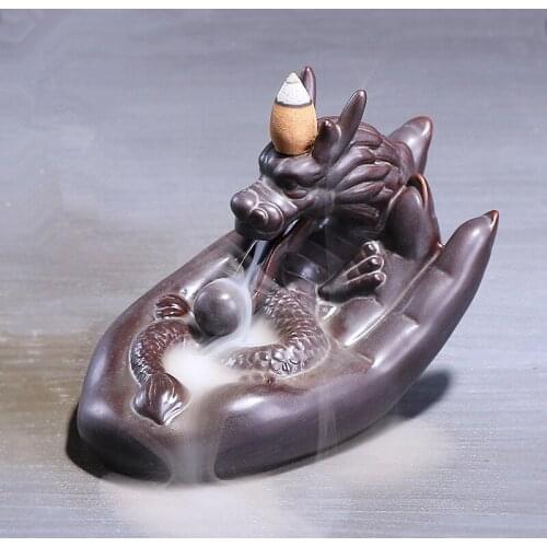 The Hand Hold The Dragon Ceramic Backflow Incense Burner Creative Home Decor Dragon Incense Holder Censer