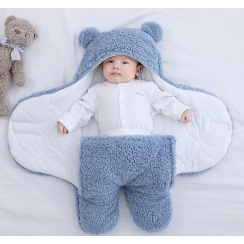 Unisex Baby Sleeping Bag Onepiece Winter Warm and Fluffy Fleece and Cotton Swaddling Clothes Newborn Quilt Blanket Baby Rompers
