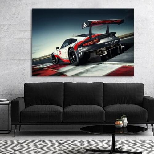 Supercar Porsches 911 RSR Race Car Vehicle Wallpaper Wall Art Canvas Paintings Posters and Prints for Living Room Decor