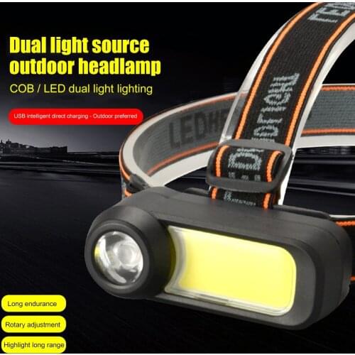 XPG+COB LED Portable Headlight USB Rechargeable Night Fishing Headlamps Head-Wear Night Lantern Flashlight for Outdoor Camping