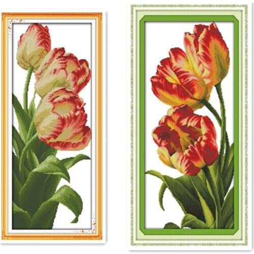 Everlasting Love Tulip Chinese Cross Stitch Kits Ecological Cotton Clear Stamped Printed 11CT 14CT DIY Gift Christmas Decoration