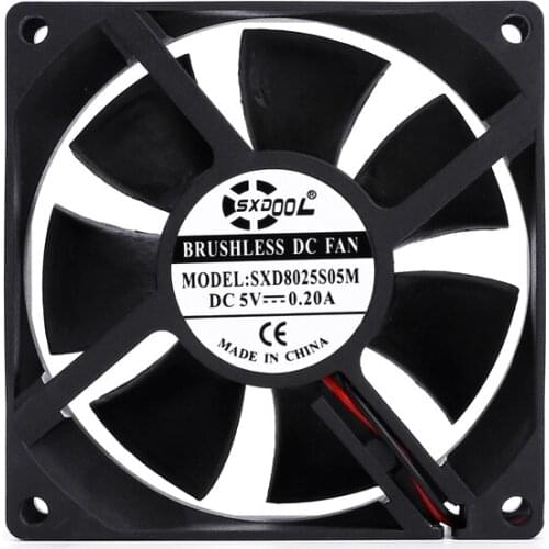 2pcs 5V 80mm cooling fan 8cm 2-Pin 0.20A Connector DC Cooling Fan Radiator Exhaust Cooler 8025 80X80X25mm