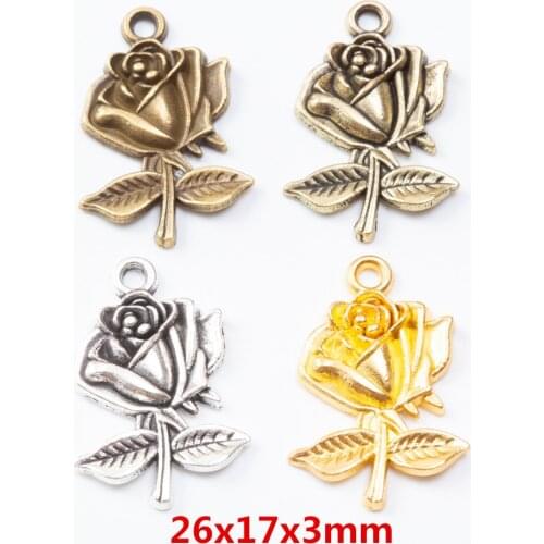 20pcs Vintage Ancient flower zinc alloy charms pendant suitable for DIY Bracelet Necklace metal jewelry accessories 7430