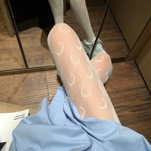 Women Tight Summer Ultra-thin Moon Pattern Pantyhose Stockings Sexy Lingerie Female Hosiery Seamless Fishnet Mesh Pantyhose