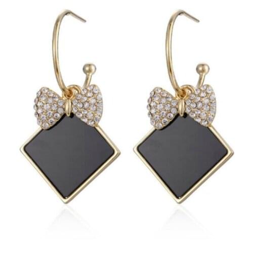 New Pendant Earrings Jewelry Earrings Simple Fashion Crystal Retro Black Square Earrings Versatile Earrings Female Wholesale