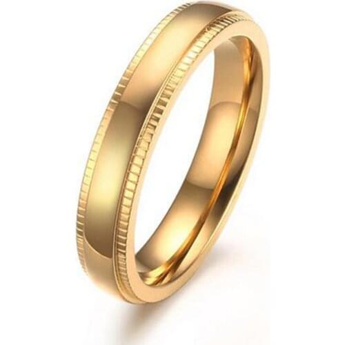 4mm Gold-Color Band Ring for Women Quality Stainless Steel Wedding Engagement Ring