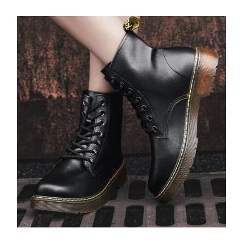 Winter womens Martin boots casual British style retro all-match thick-soled heft boots women lovers leather boots