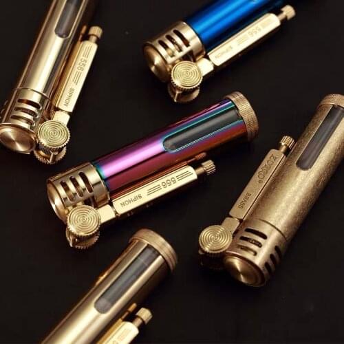 Zorro Brass Windproof Creative Retro Grinding Wheel Glass Transparent Oil Silo Portable Kerosene Lighter