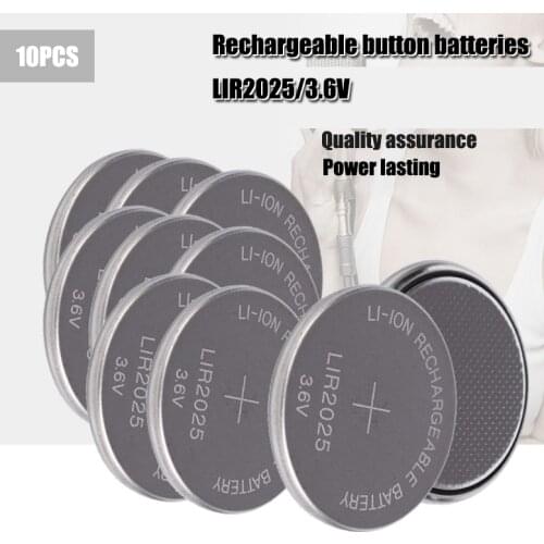 10PCS/LOT LIR2025 Rechargeable Battery for BMW Car Key Li-ion Battery Button/Coin Cell 3.6V 30mAh Repleace CR2025