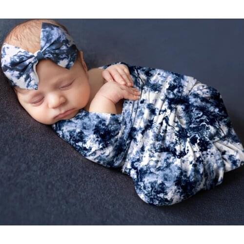 2Pcs/Set Baby Swaddle Blanket Gradient Color Photography Prop Skin Friendly Newborn Receiving Blankets Headband Babies Product