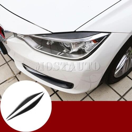 For BMW 3 Series F30 F31 Carbon Fiber Headlight Eye Lid Eyebrow Cover 2013-2018 2pcs Car Accessories Interior Car Decor