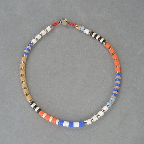 2021 new Bohemian Style Gold Plated top color enamel bucket bead short necklace