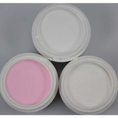 3 Pcs High Quality Clear White Pink Acrylic Powder Builder For Nail Art Manicure