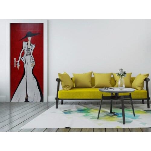 3D Fashion Lady Pattern Door Mural Wallpaper mural Wall Print Decal Wall Deco Wall Mural Photo self adhesive door wrap