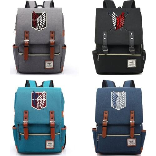 B0805 Fashion Anime Wings Attack Titan Buckle Children School bag Teenagers Student Schoolbags Women Bagpack Men Backpack
