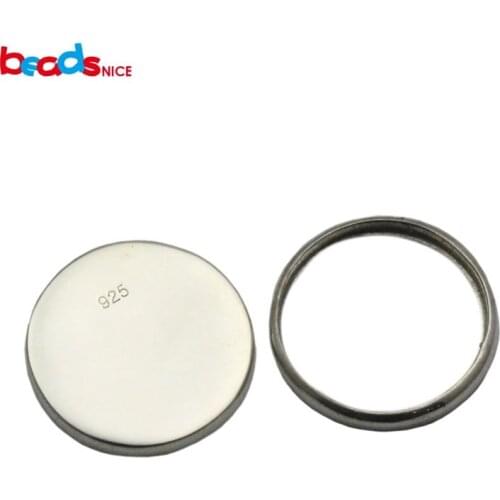 Beadsnice sterling silver bezel setting round blank cabochon for pendant making wholesale ID 33778 33779