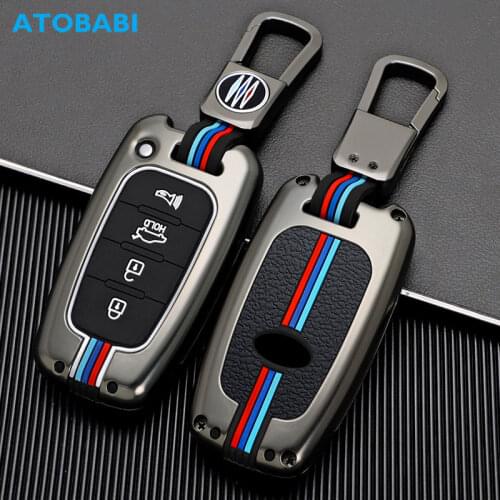 Zinc Alloy Car Key Case Smart Remote Control Protector Cover For Hyundai Elantra GT Genesis Coupe Santa Fe Kia Forte Rio Sorento