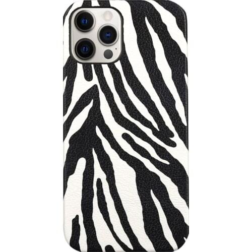 Zebra Grain Genuine Leather Phone Case for iPhone 12 Pro Max 12Pro 12 Mini 11 Pro Max X XR XS Max 6 5s 6S 7 8 plus SE 2020 Cover