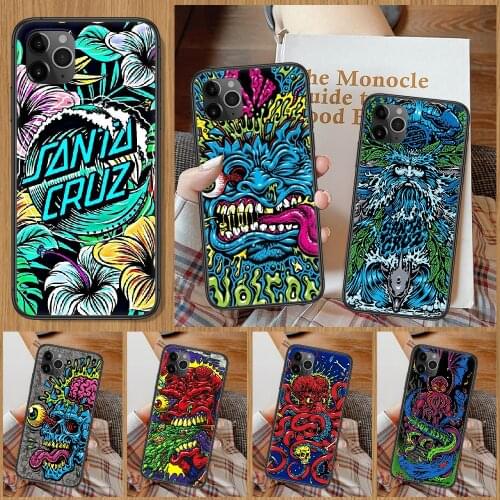 Santa Cruz Skateboards Phone Case For iphone 5 5S SE 2 6 6S 7 8 11 12 Mini Plus X XS XR Pro Max black fashion prime art coque