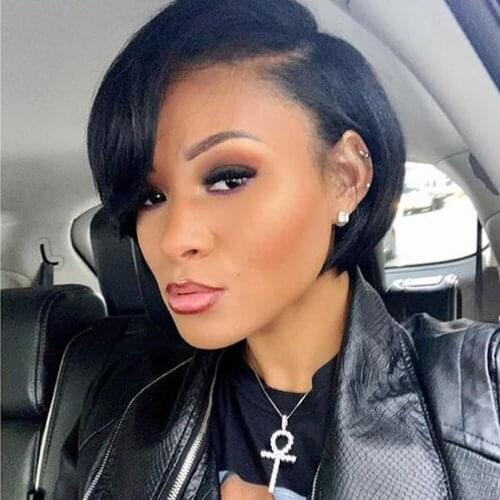 Crissel Hair Pixie Cut Short Bob Wigs Hairline Lace Part Human Hair Wigs For Women Natural Black Brazilian Hair Wigs Pre Plucked