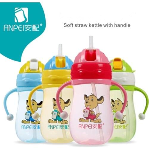 Baby Kids Learning Cups Drinking Water feeding Bottle With straw Portable Cartoon Lovely Sippy Cup Sport Bottles 350ML