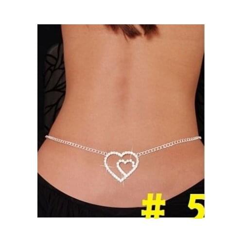 Double Heart Rhinestone Belly Chain and Lower Back women fashion waist chain body jewelry Girl Beach jewelry