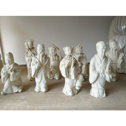 QingDynasty De HUA porcelain sculpture--Eight Immortal Buddha,8 pieces/pack,Hand-carved crafts,Decoration,Collection&Adornment