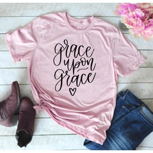 Christian Clothing Grace Upon Grace t-shirt women fashion funny slogan grunge aesthetic tumblr summer cotton art gift tees tops
